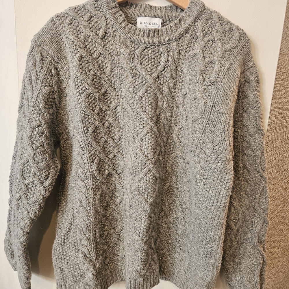 Sonoma Heather Gray Cable Knit Pullover